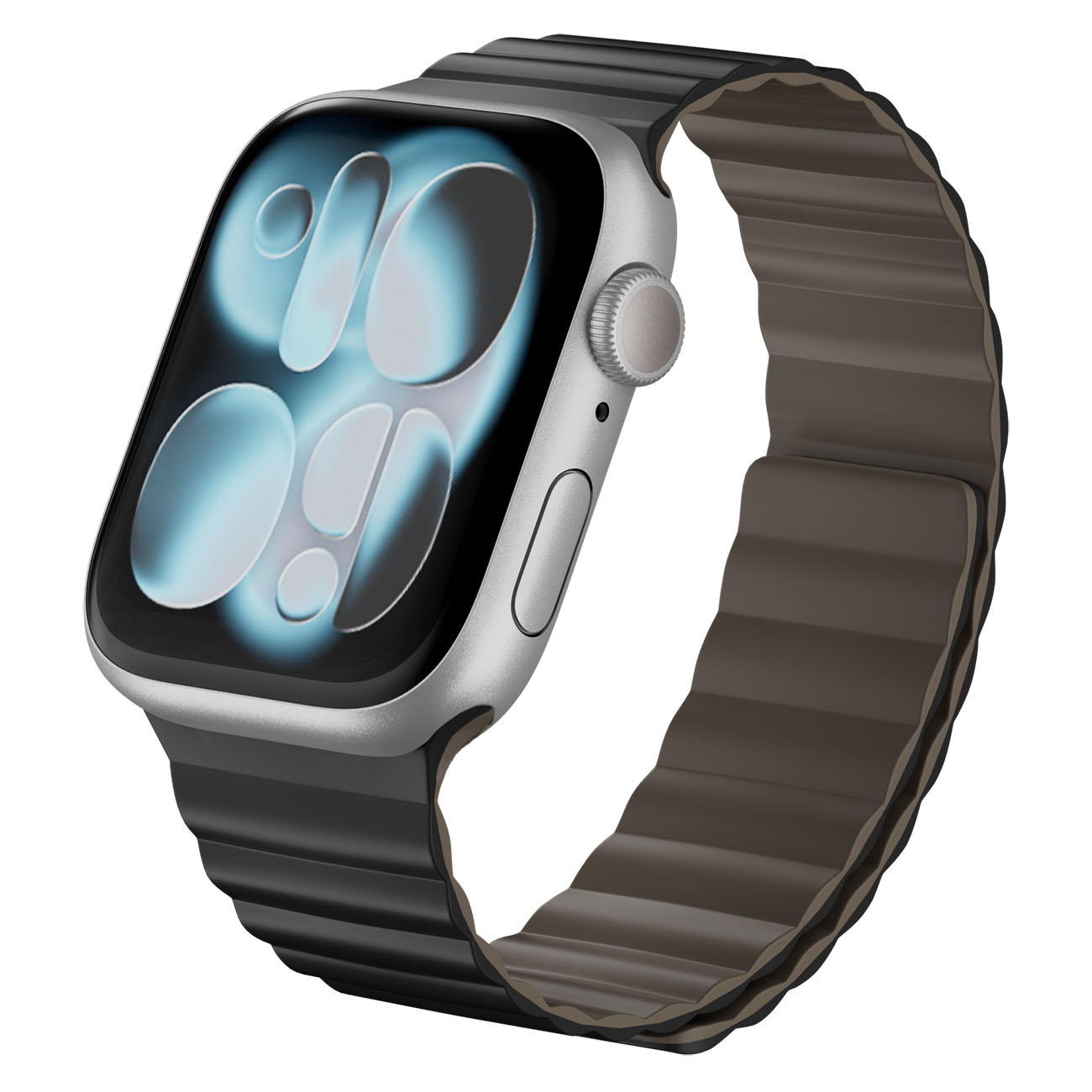 MagEasy Skin Duo Apple Watch Strap / Size 44 / 45 / 46 / 49 / Soft Silicone / Black & Brown