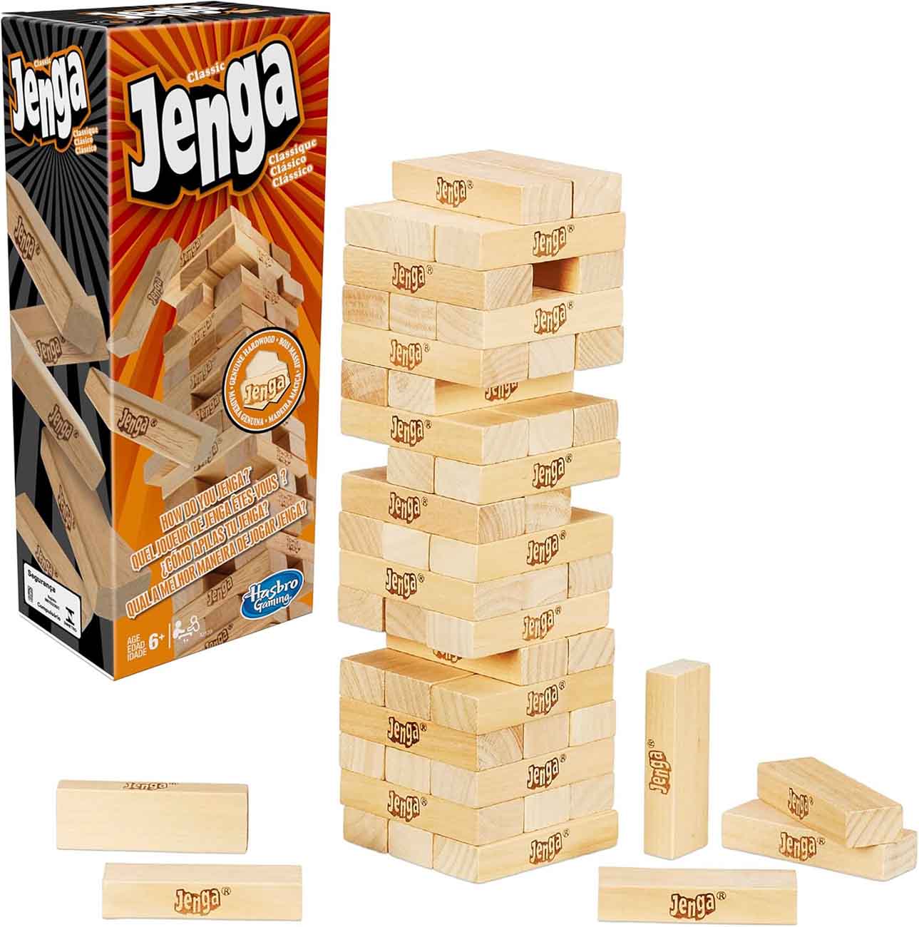لعبة Jenga الاصلية / 54 قطعة خشبية 
