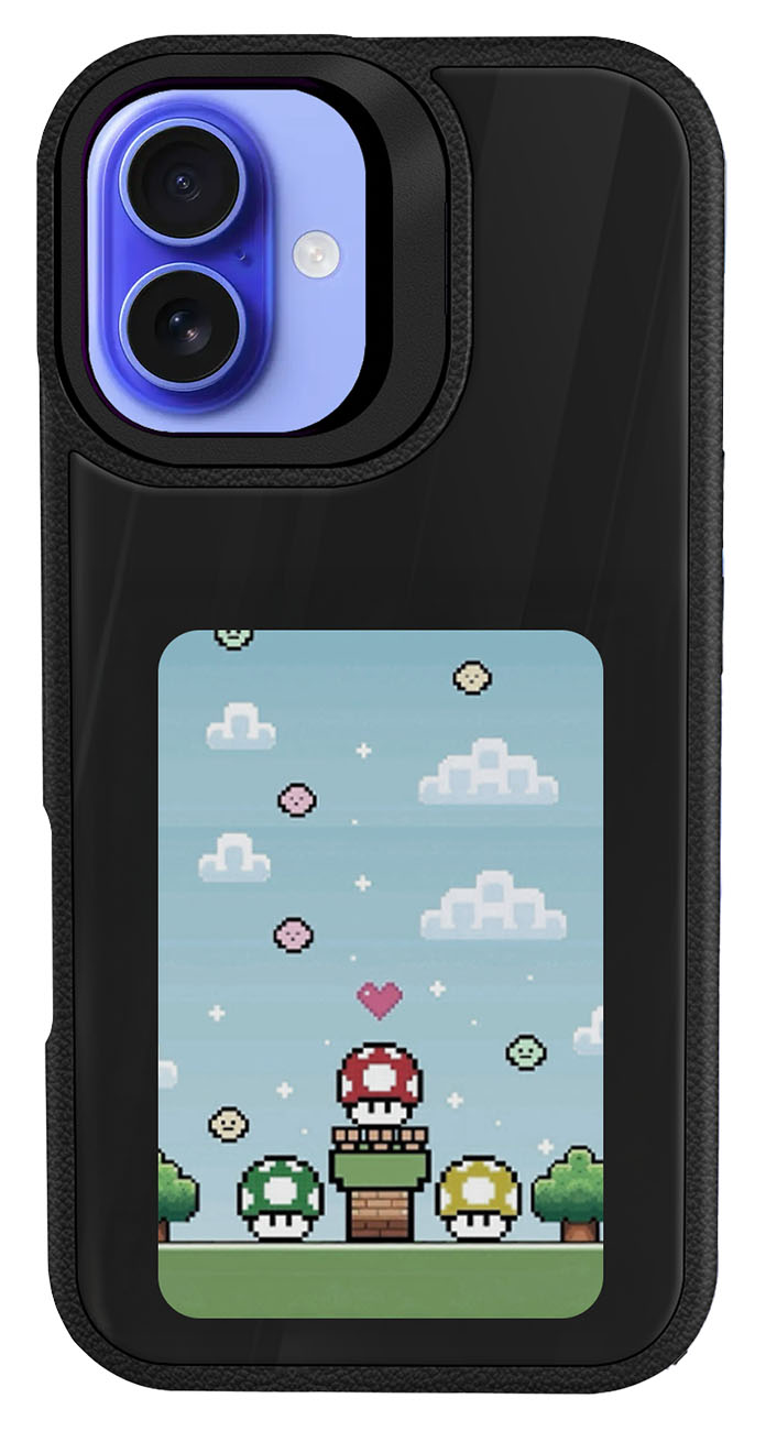 كفر NFC لايفون 16 بلس / مع شاشة حبر رقمية / تحكم من الجوال / مع ستاند مدمج / اسود