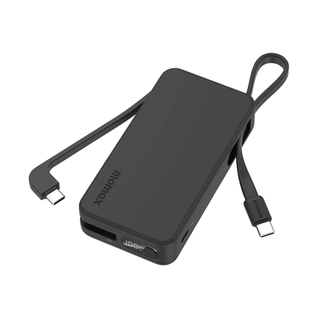 Momax 1-Power Vital Power Bank / 10,000 mAh / 2 Built-in Type-C Cables / With Type-C Port / Black