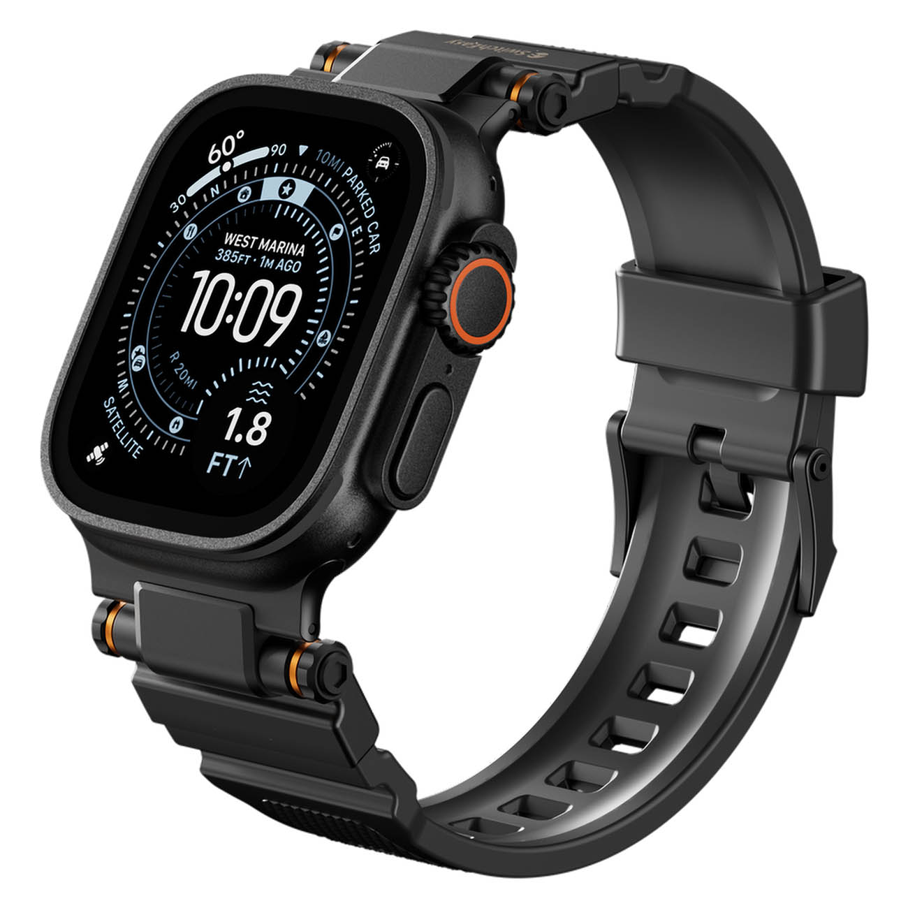 سير SwitchEasy لساعة ابل / حجم 44 و 45 و 46 و 49 / سليكون ناعم / اسود 