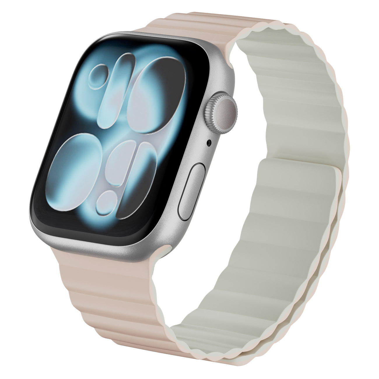 MagEasy Skin Duo Apple Watch Strap / Size 44 / 45 / 46 / 49 / Soft Silicone / Pink & White