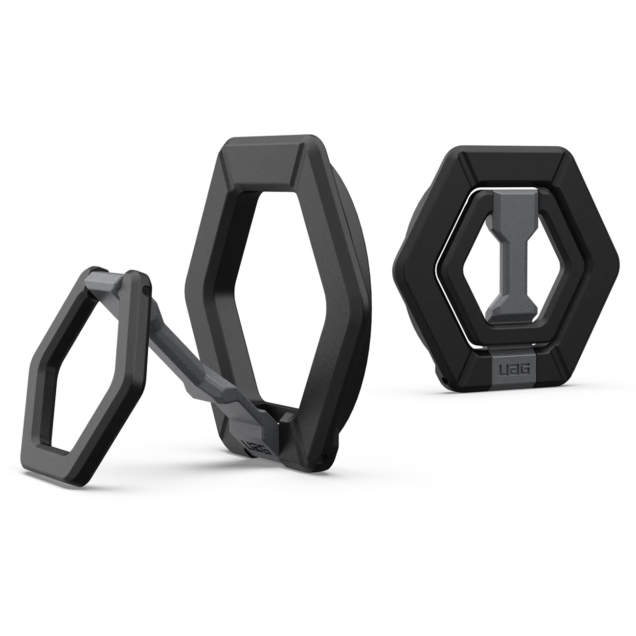 UAG Phone Grip & Stand / Holds Vertically & Horizontally / Supports MagSafe / Black & silver