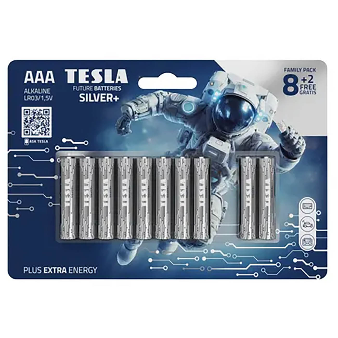 بطارية TESLA Silver بلس نوع AAA / حزمة من 10 بطاريات