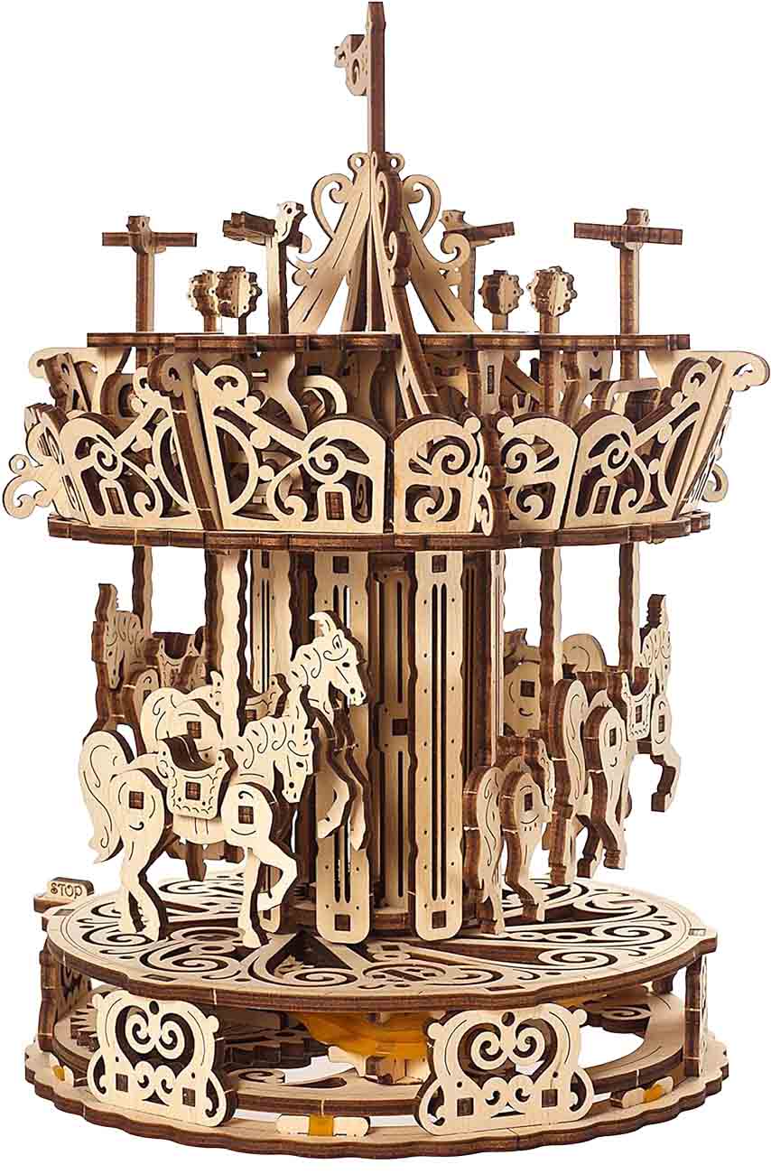 Ugears Mechanical Model Kit / Wooden Pieces / Unique 3D Design / Carousel