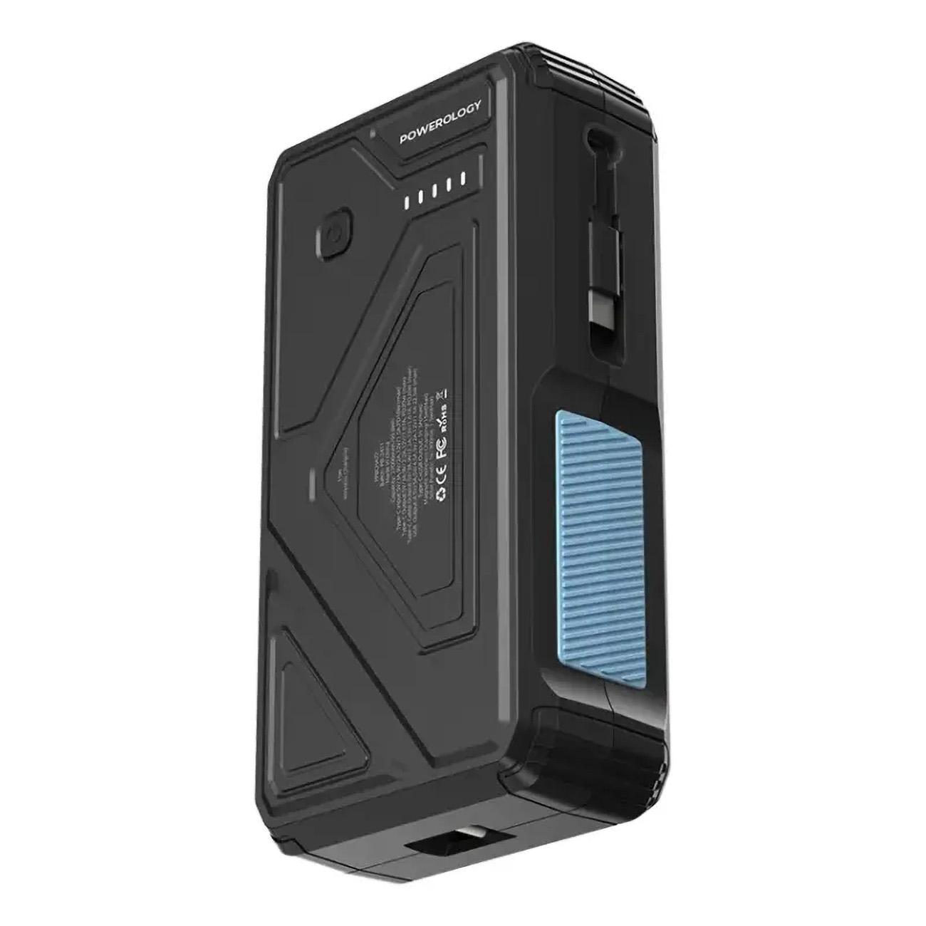 بطارية باورولوجي سعة 27 الف mAh / تدعم الشحن الشمسي / مداخل منوعة مع واير تايب سي مدمج   