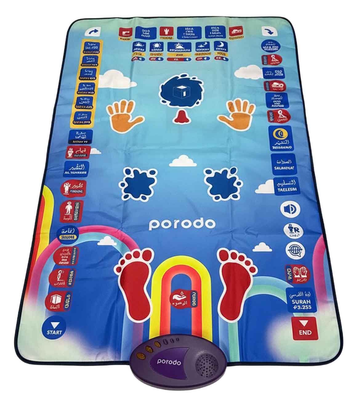 سجادة الصلاة الذكية للصغار من بورودو / تفاعلية / تدعم لغات مختلفة / ازرق