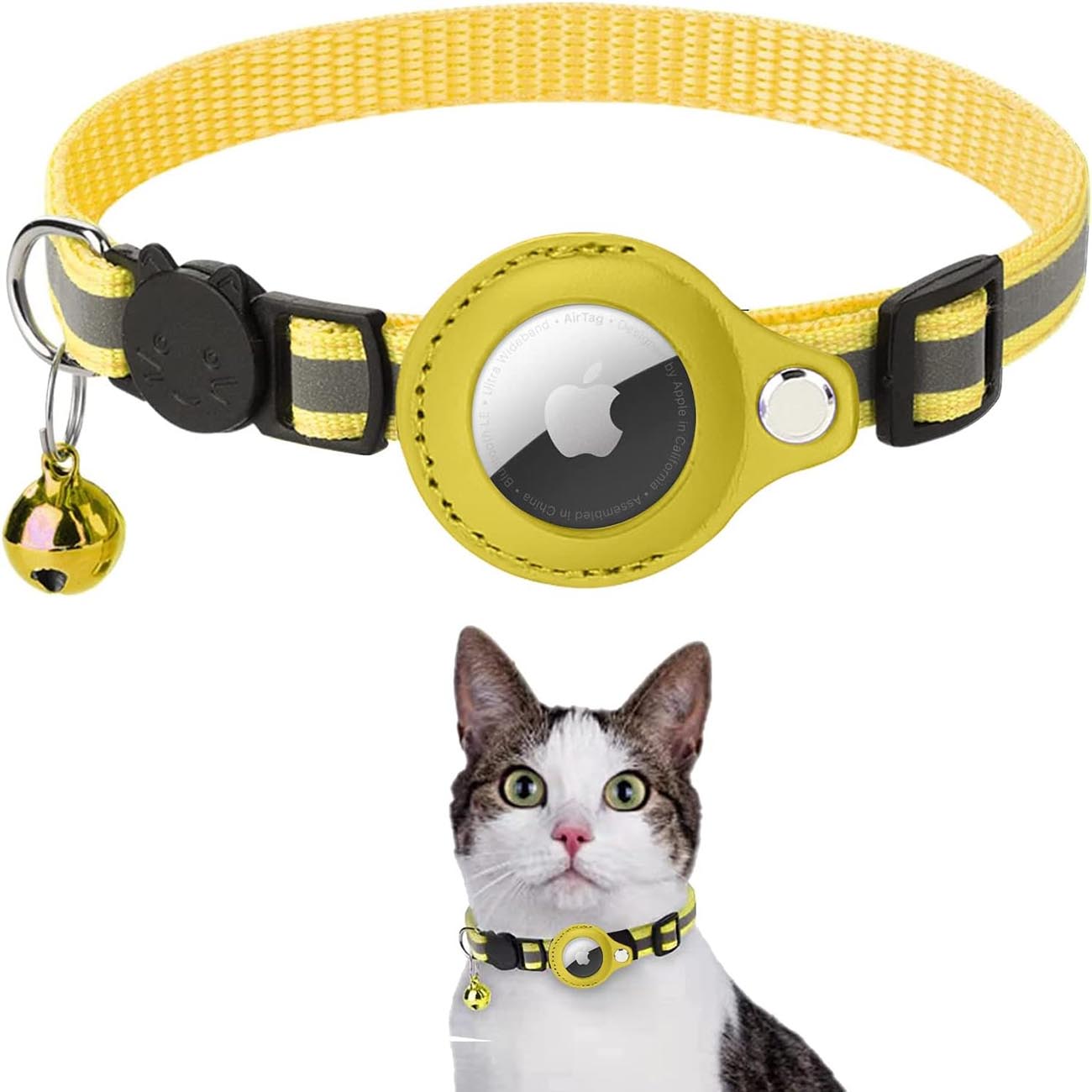 Cat Collar with Apple AirTag Slot / Yellow