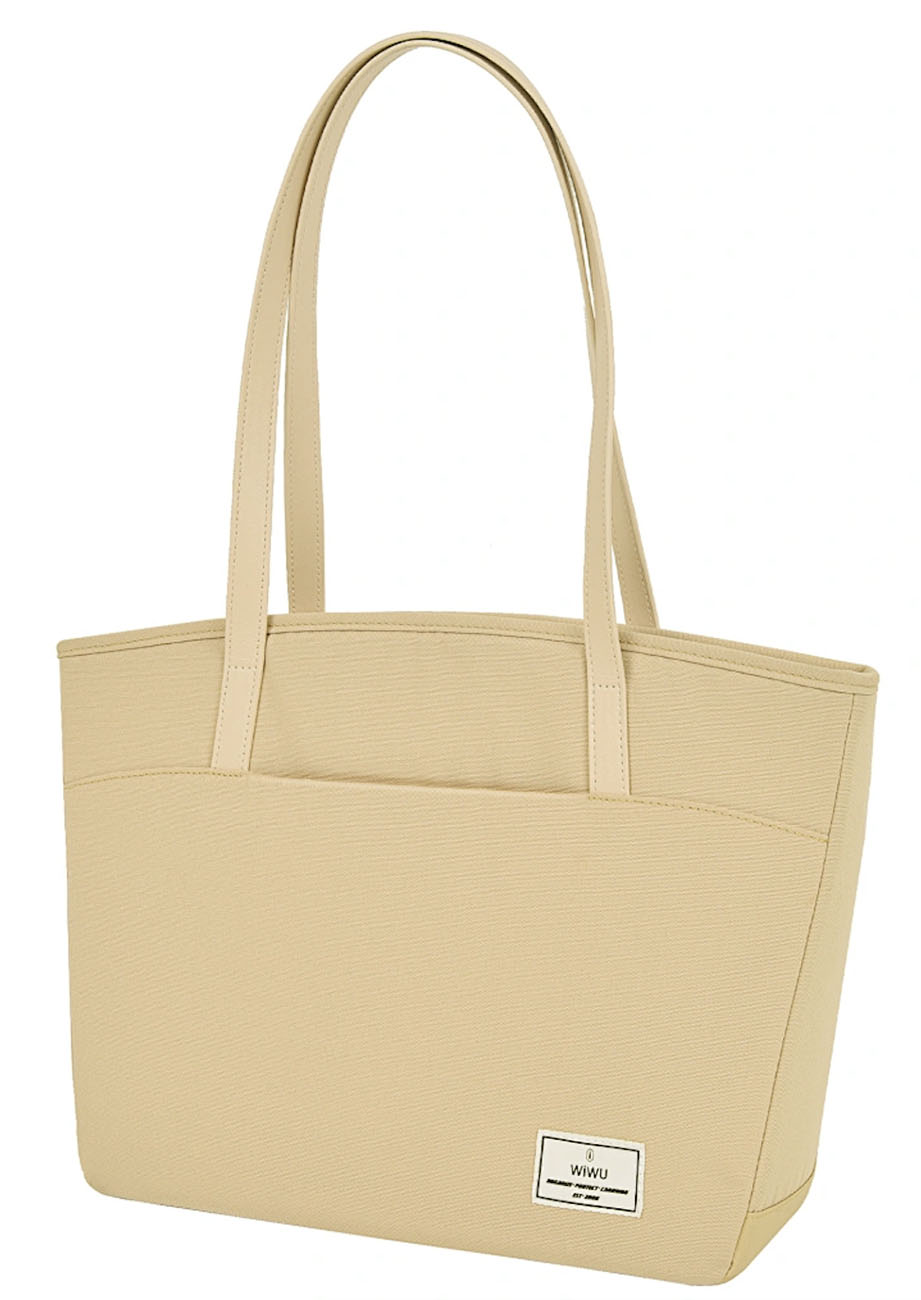 WiWU Ora Tote Bag / Fits Devices up to 16 inches / Water-Resistant / Beige
