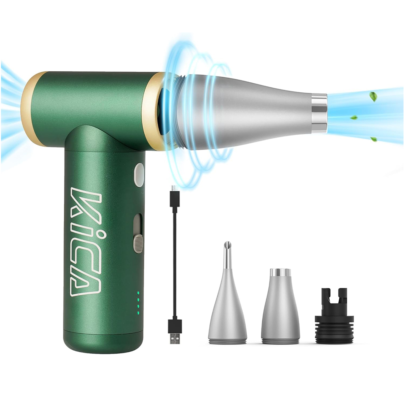 KiCA Jet Fan 2S Electric Air Duster / 117,000 RPM / Battery Powered / With Included Nozzles / Green