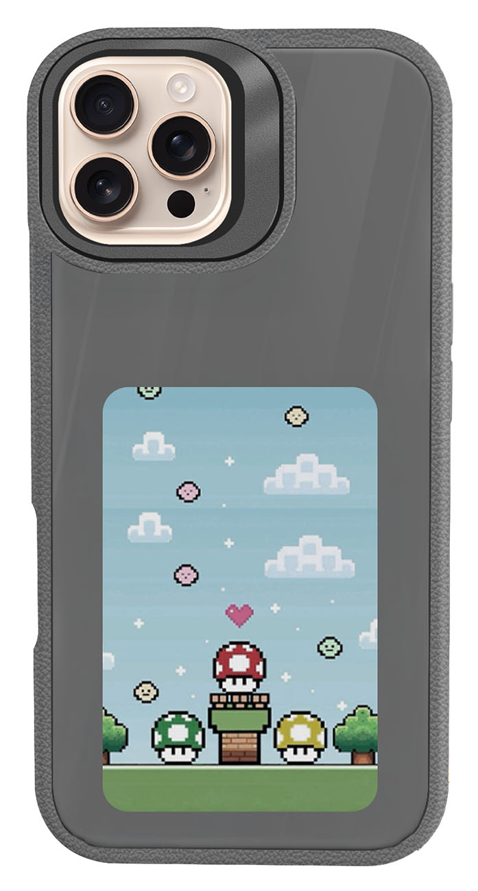 كفر NFC لايفون 16 برو ماكس / مع شاشة حبر رقمية / تحكم من الجوال / مع ستاند مدمج / رصاصي