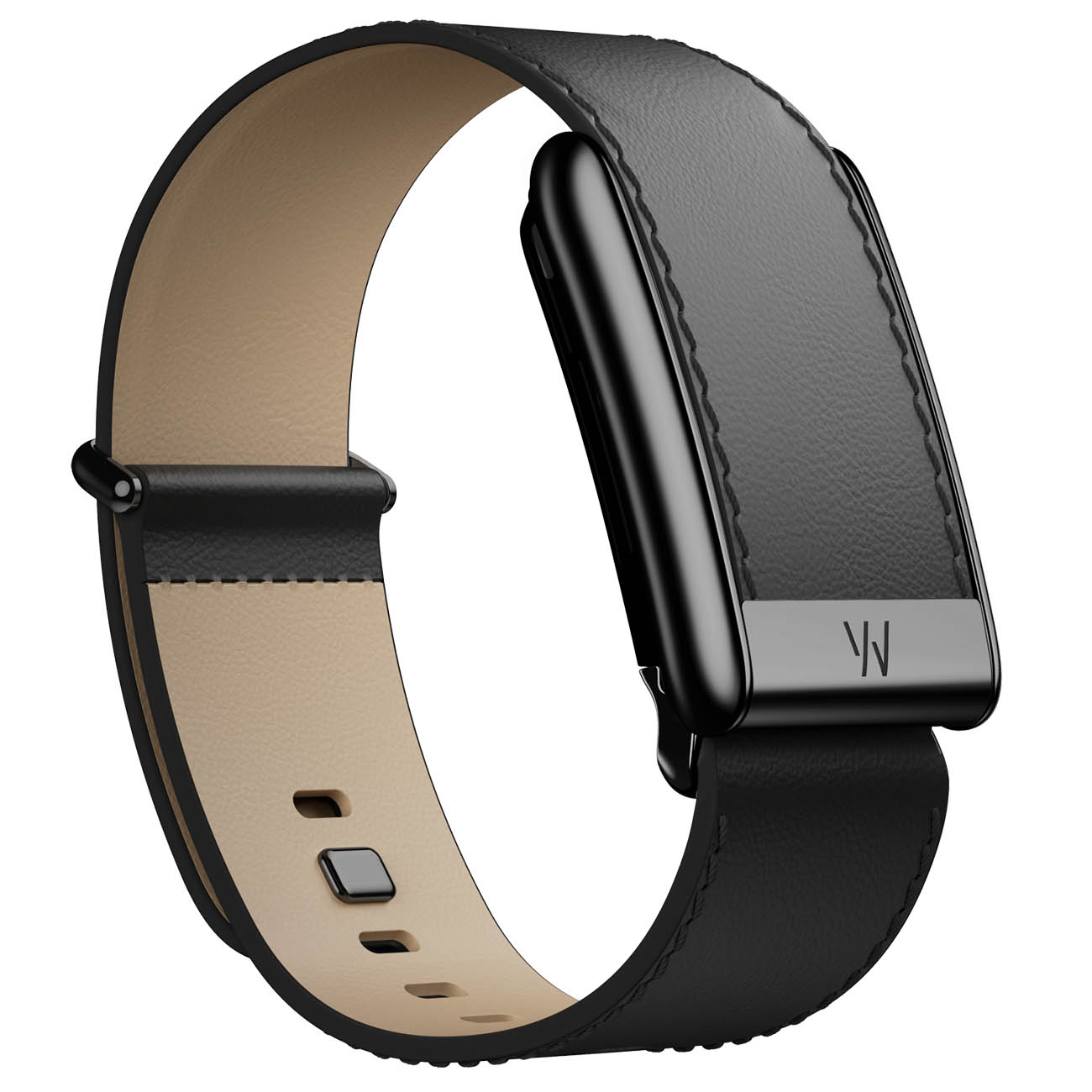 سير LeatherLuxe Straight Band يدعم Whoop 5 / حجم صغير / اسود مع اطار اسود