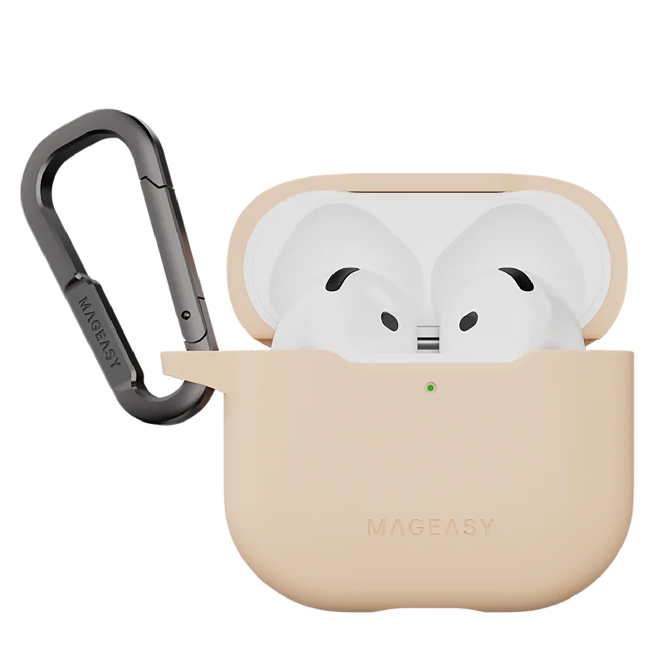 كفر Mageasy لسماعة ابل AirPods 4 / تصميم انيق / يحمي من الطيحات / لون Shell pink