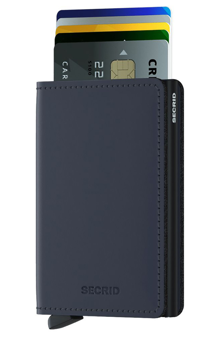 Secrid Slimwallet Card Holder / RFID Protection / Matte Leather / Elegant Design / Blue