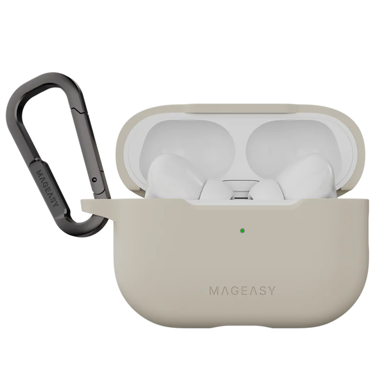 كفر Mageasy لسماعة ابل AirPods برو 1 و 2 / تصميم انيق / يحمي من الطيحات / Starlight White