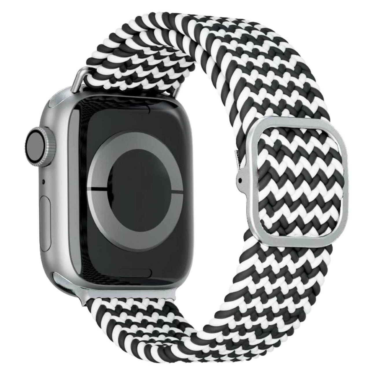 سير Levelo Crisben لساعة ابل / حجم 44 - 45 - 49 / مقاوم للماء / اسود و ابيض