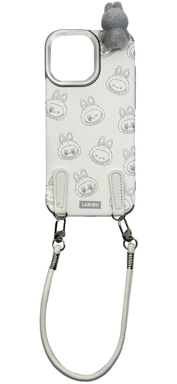 Labubu iPhone 15 Pro Case / With Wrist Strap / 3D Design / Drop & Scratch Resistant / White