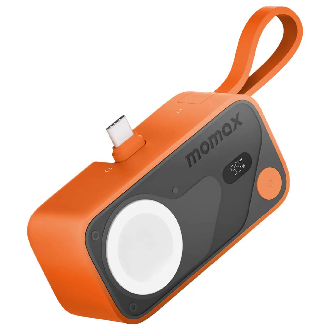 Momax Power Bank / 5,000mAh / Apple Watch Charging / Built-in USB-C Port & Cable / Orange