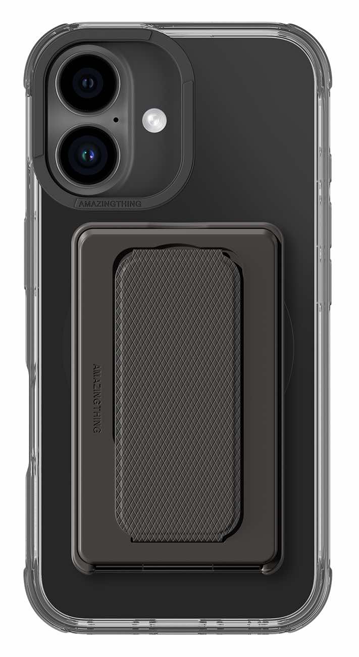 AmazingThing Omni Case for iPhone 16 / Support MagSafe / With Grip & Stand / Black