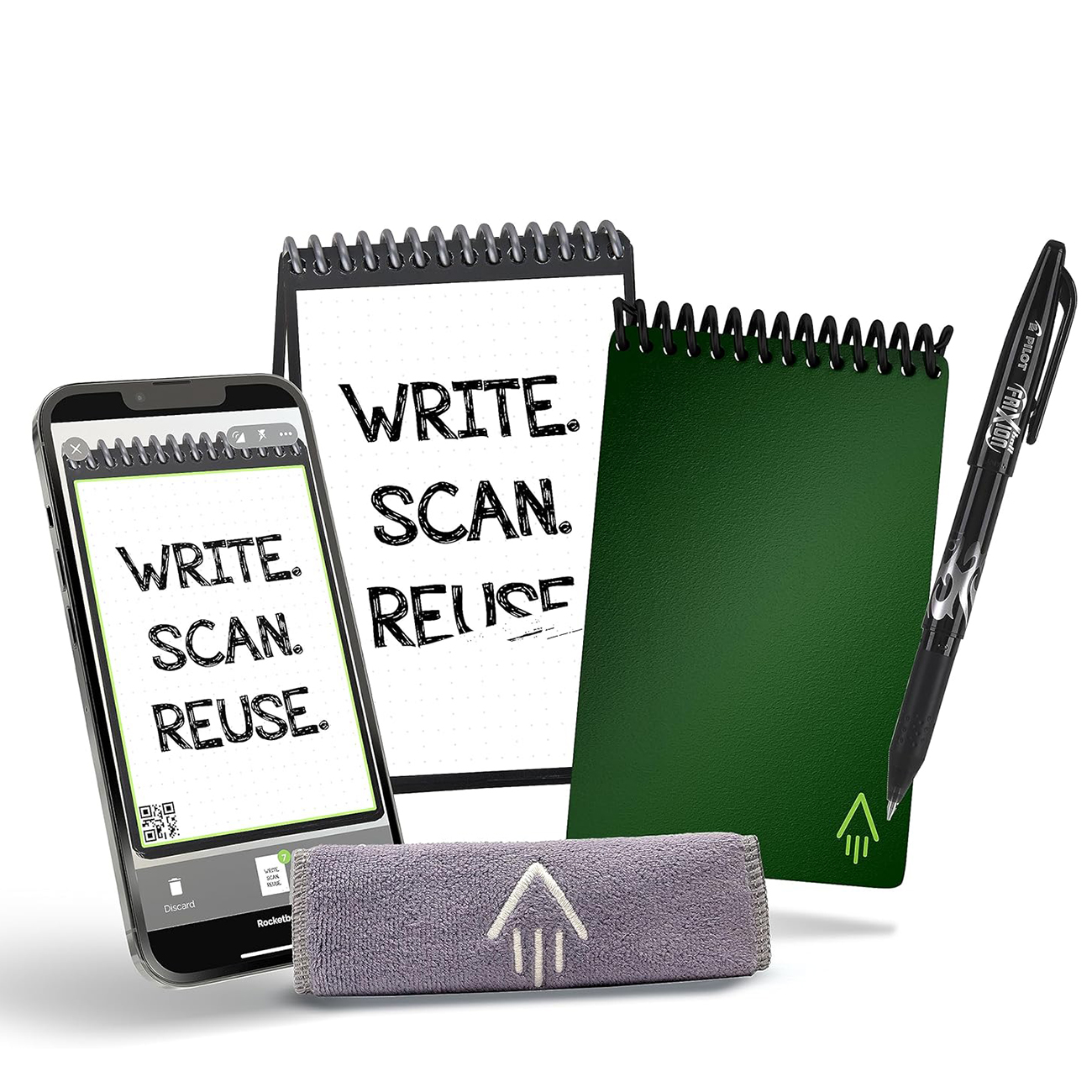 Rocketbook Core Mini Smart Notebook / Reusable / Includes Pen / Size 3.5 x 5.5 inches / Green