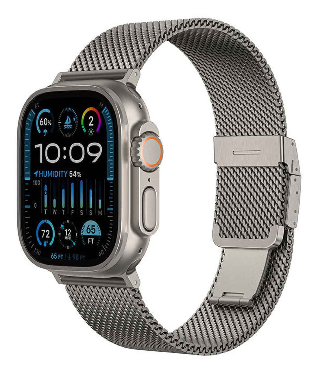 سير AmazingThing Premium لساعة ابل / حجم 46 / تصميم معدني فخم / مقاوم للخدوش / فضي