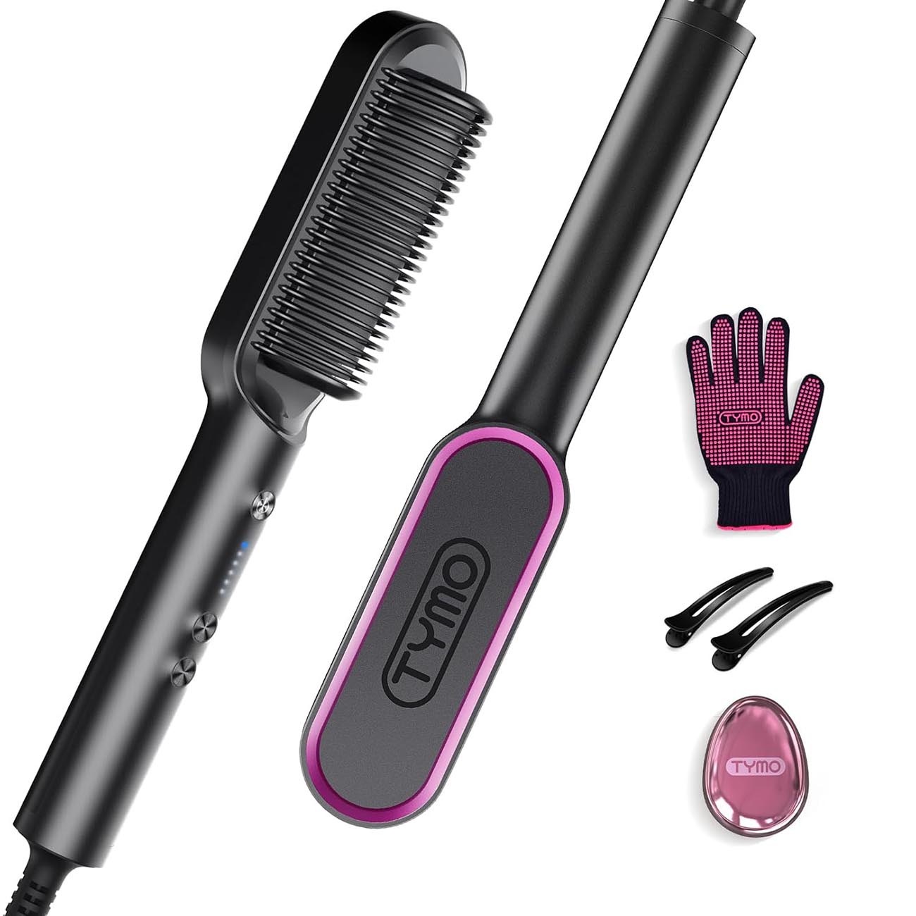 TYMO HC100 Electric Hair Straightening Brush / 5 Heat Settings / Fast ...