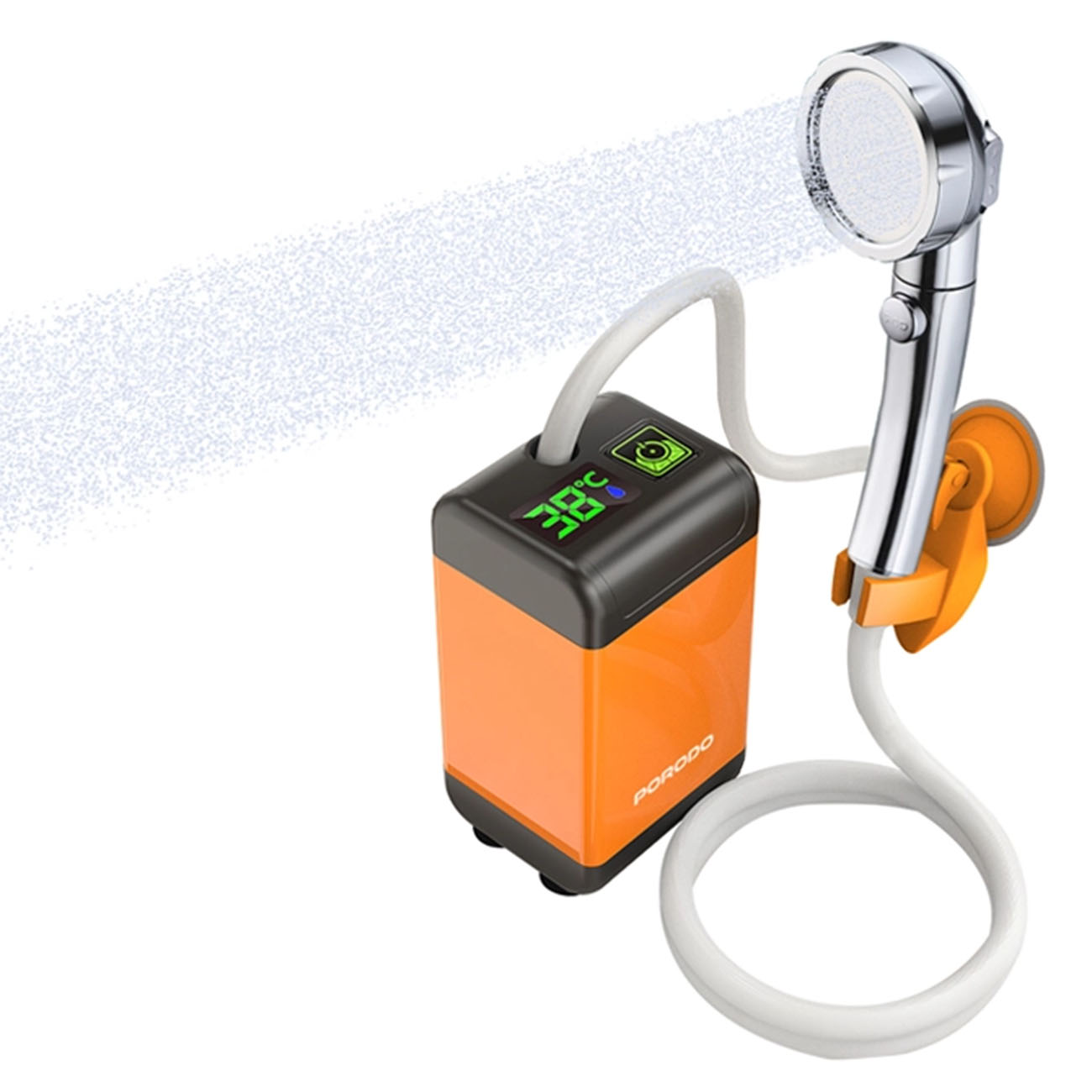 جهاز دش الكتروني متنقل من بورودو / يعمل بالبطارية / 3 اعدادات للطاقة / مع شاشة عرض صغيرة