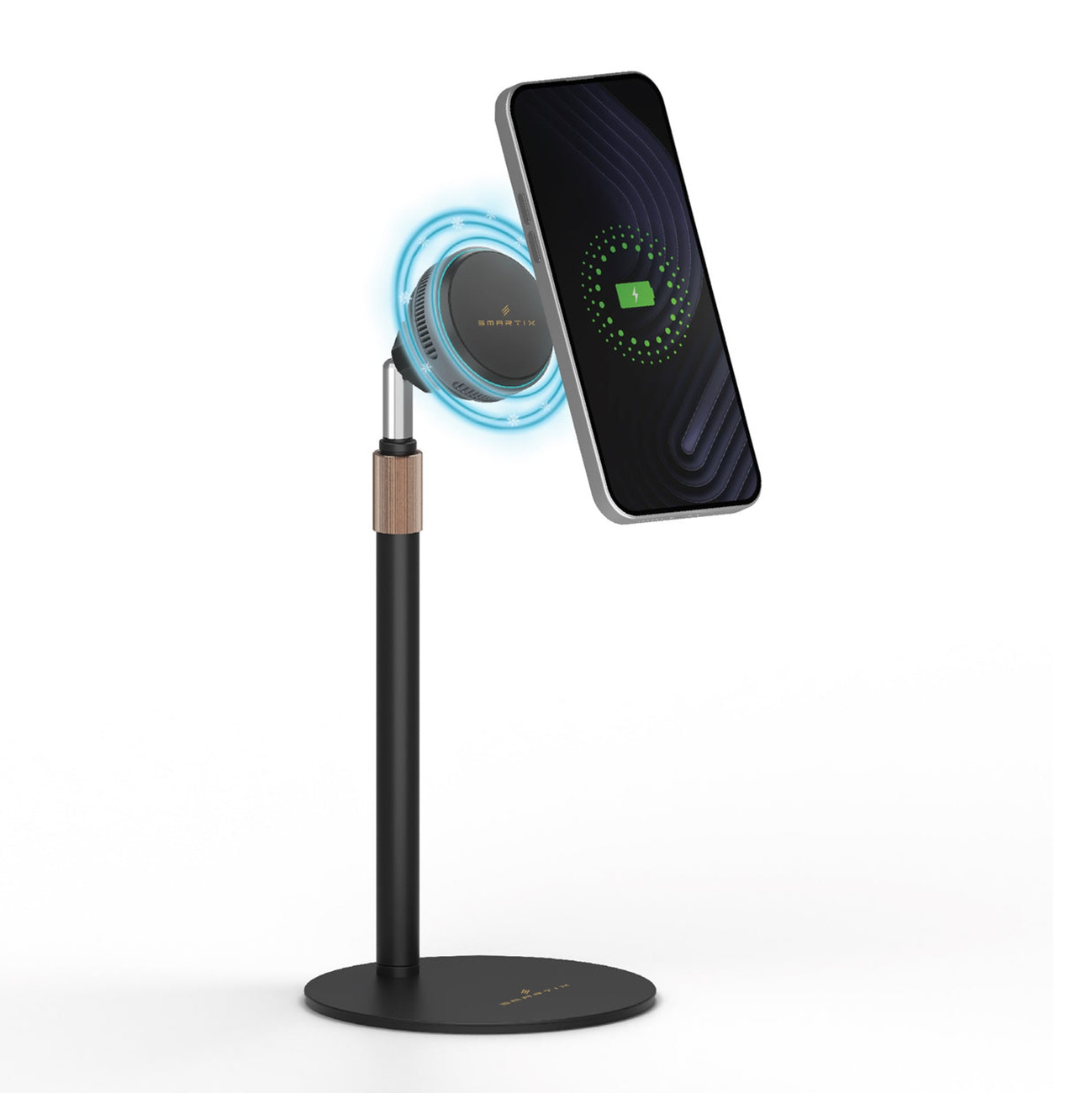 Smartix Wireless Charger & Stand / Car & Desktop / 25W Power / 360° Rotation / Built-in Cooling
