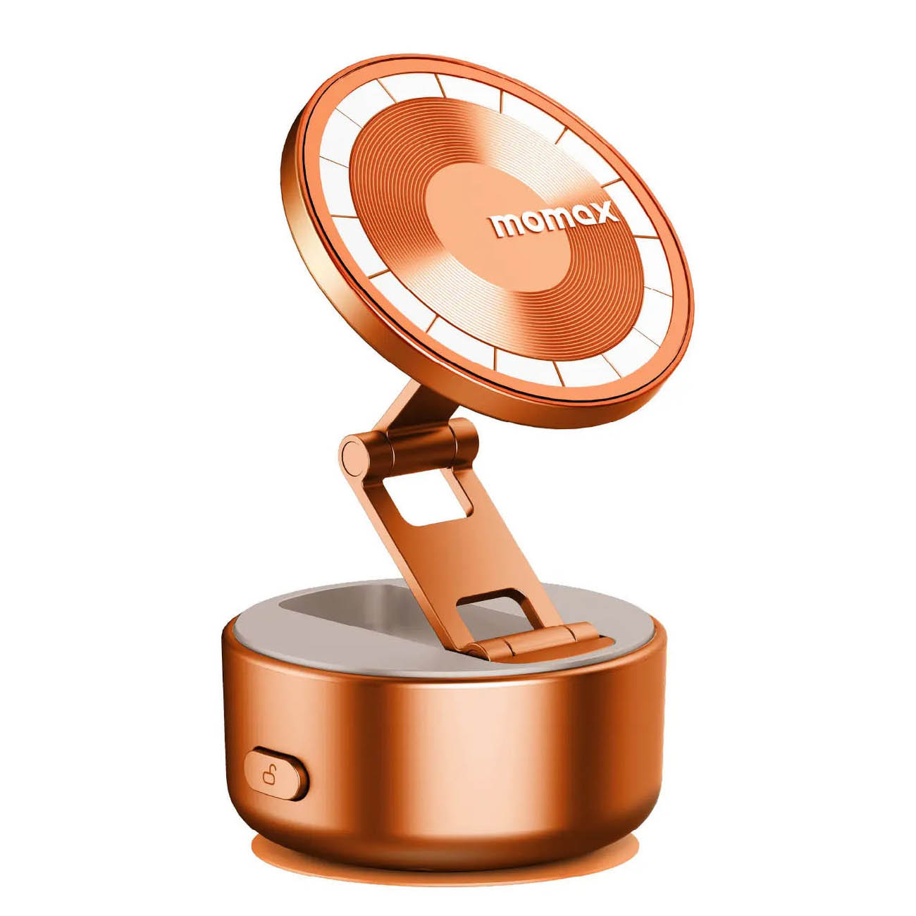 ستاند شفط مغناطيسي للجوال من Momax / دوران 360 درجة / قابل للطي / برتقالي 