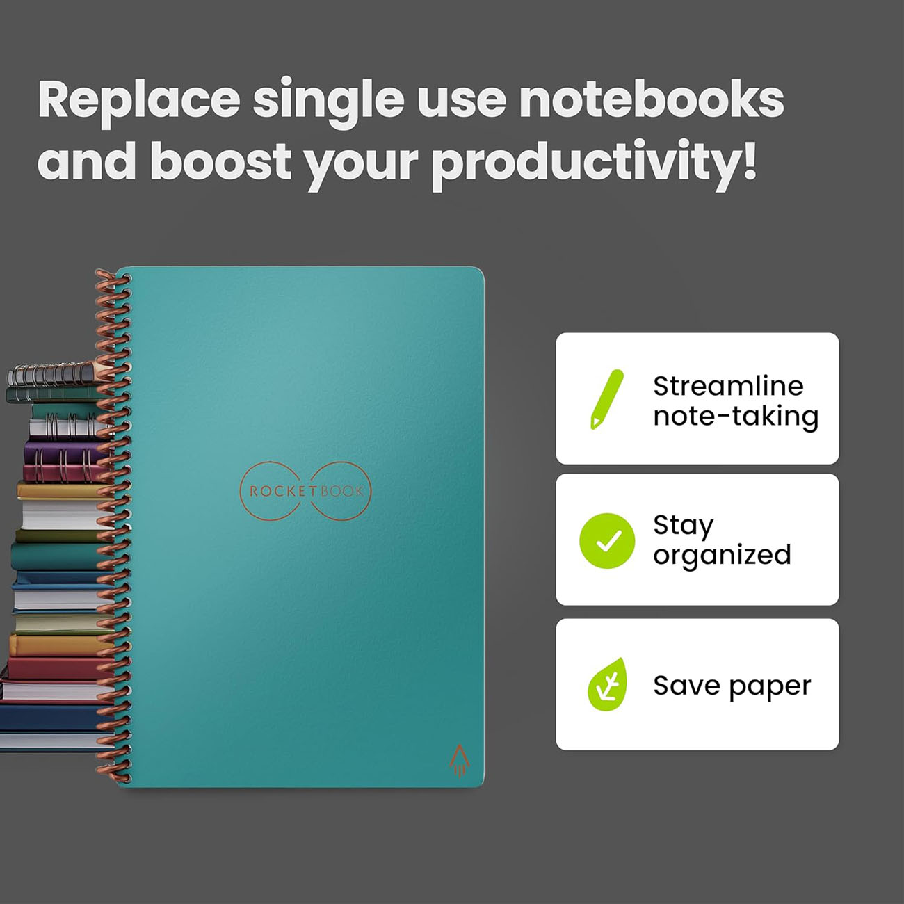 Rocketbook Core Smart Notebook / Reusable / Includes Pen / Size 8.8 x 6 ...
