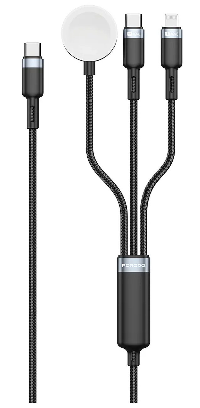 واير TrioLink من بورودو نوع تايب سي / يعطيك 3 مداخل اضافية / قوة 60 واط / طول 1.2 متر