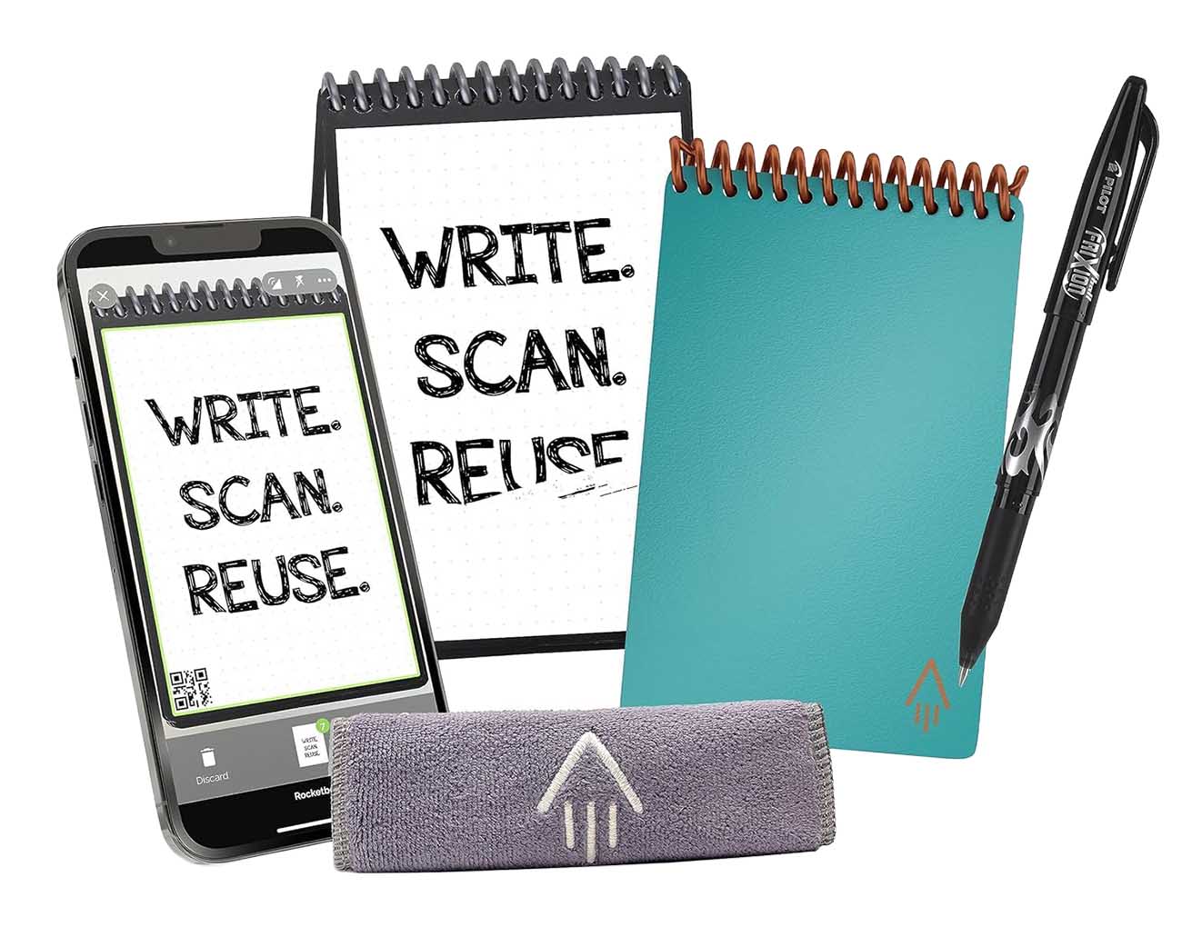 Rocketbook Core Mini Smart Notebook / Reusable / Includes Pen / Size 3.5 x 5.5 inches / Teal