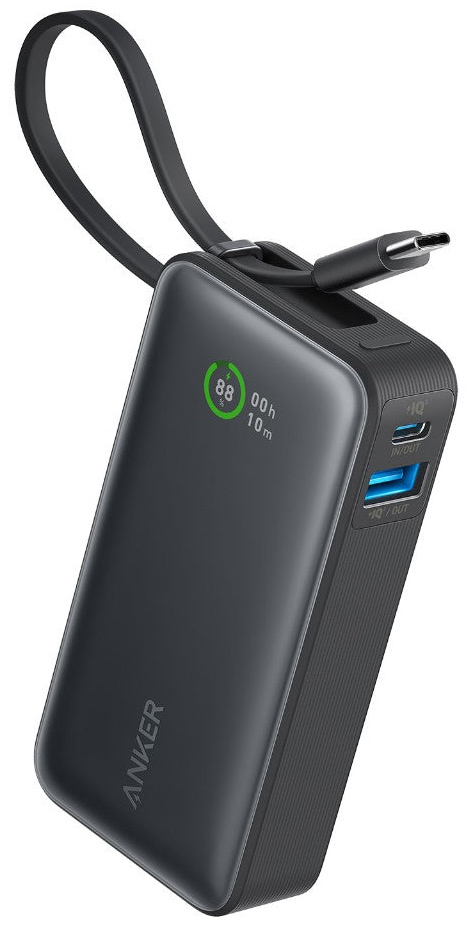 باور بانك نانو من انكر / سعة 10 الف mAh / مع واير تايب سي مدمج / قوة 30 واط