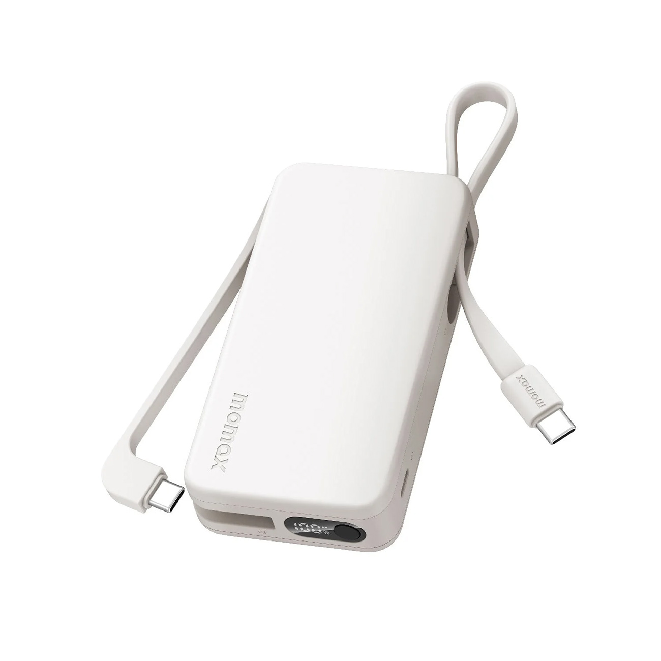 Momax 1-Power Vital Power Bank / 10,000 mAh / 2 Built-in Type-C Cables / With Type-C Port / White
