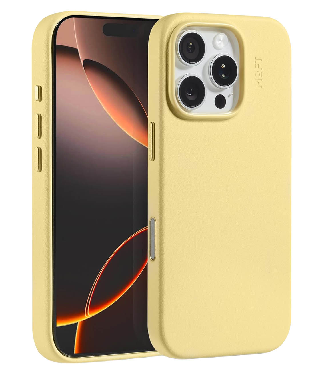 كفر موفت Snap لايفون 16 برو / يحمي من الطيحات / يدعم MagSafe / جلد نباتي / لون Panna Cotta