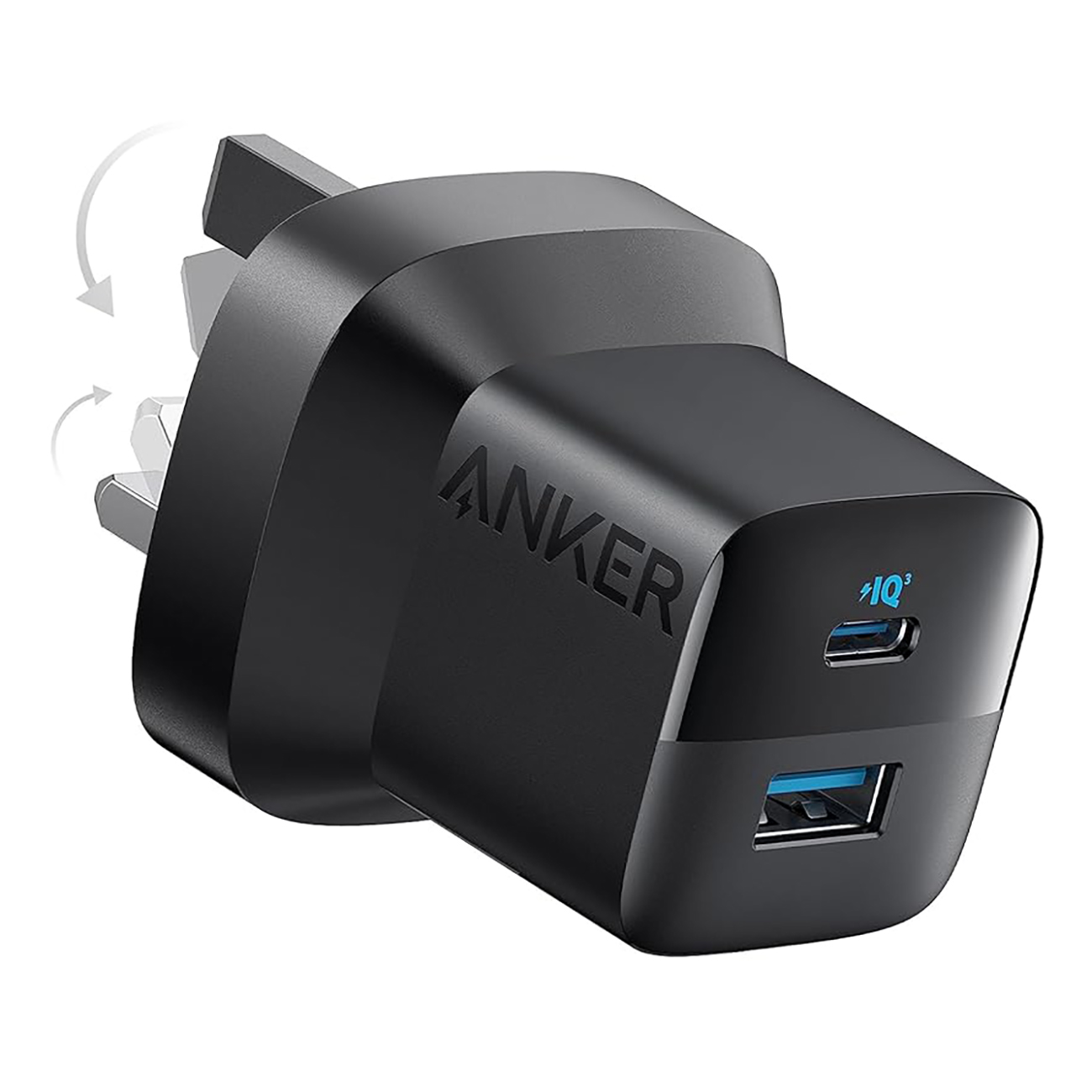 شاحن انكر 323 / مع مدخل تايب سي + مدخل USB / قوة 33 واط / حجم صغير / اسود