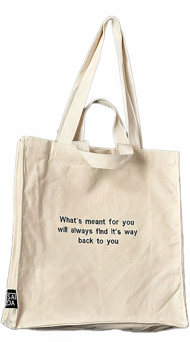 شنطة Tote Bag من Sada / مع تطريز What’s Meant for you / ابيض