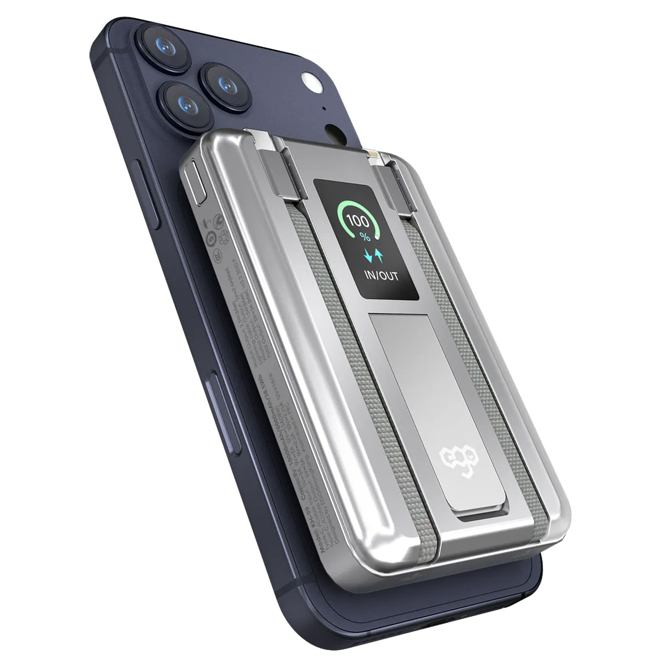 بطارية ego AllyDelivery / سعة 10000mAh / واير تايب سي + Lighting مدمج / ستاند + شحن لاسلكي / رصاصي 