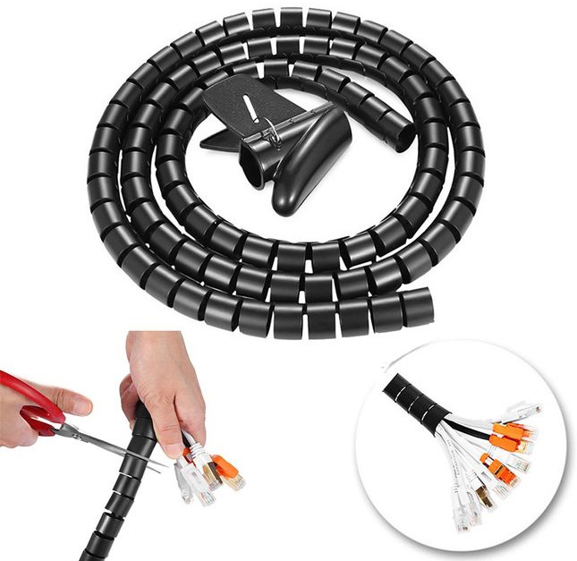 Cable Organizer / Spiral and Flexible / Length 1.5 meters / Black