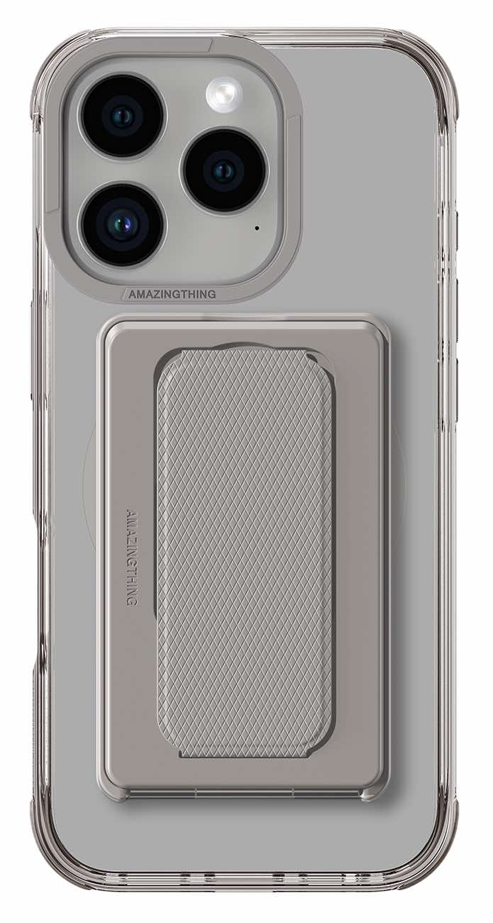 AmazingThing Omni Case for iPhone 16 Pro / Support MagSafe / With Grip & Stand / Grey