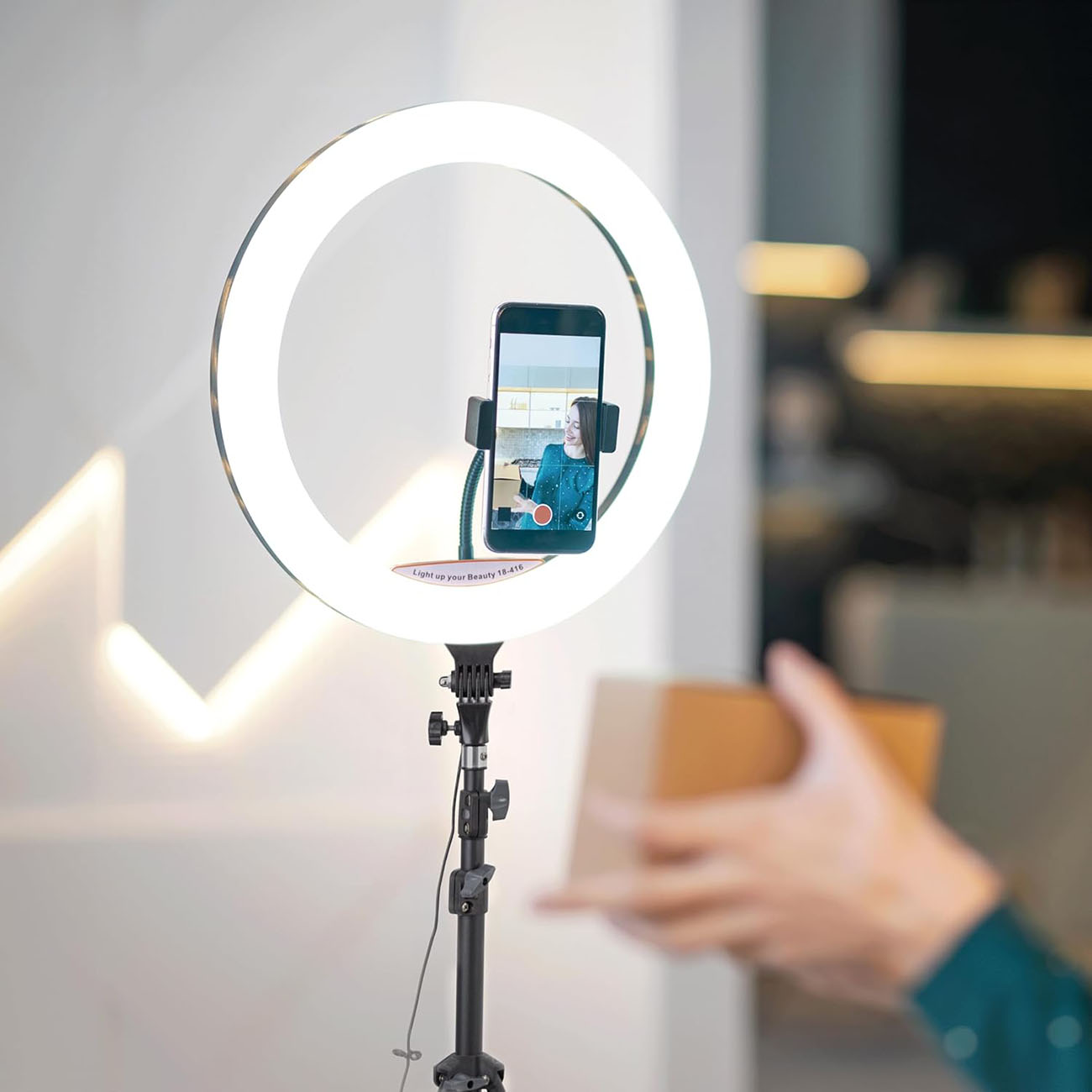 Green Ring Light / 22 inch / With Phone Stand + Remote Control / 3 ...
