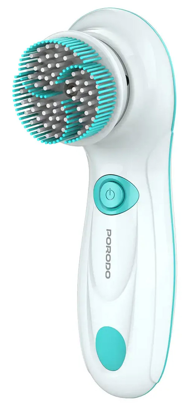 جهاز تنظيف البشرة من بورودو / سرعتين للاستخدام / يعمل بالبطارية / مقاوم للماء / 4 رؤوس اضافية
