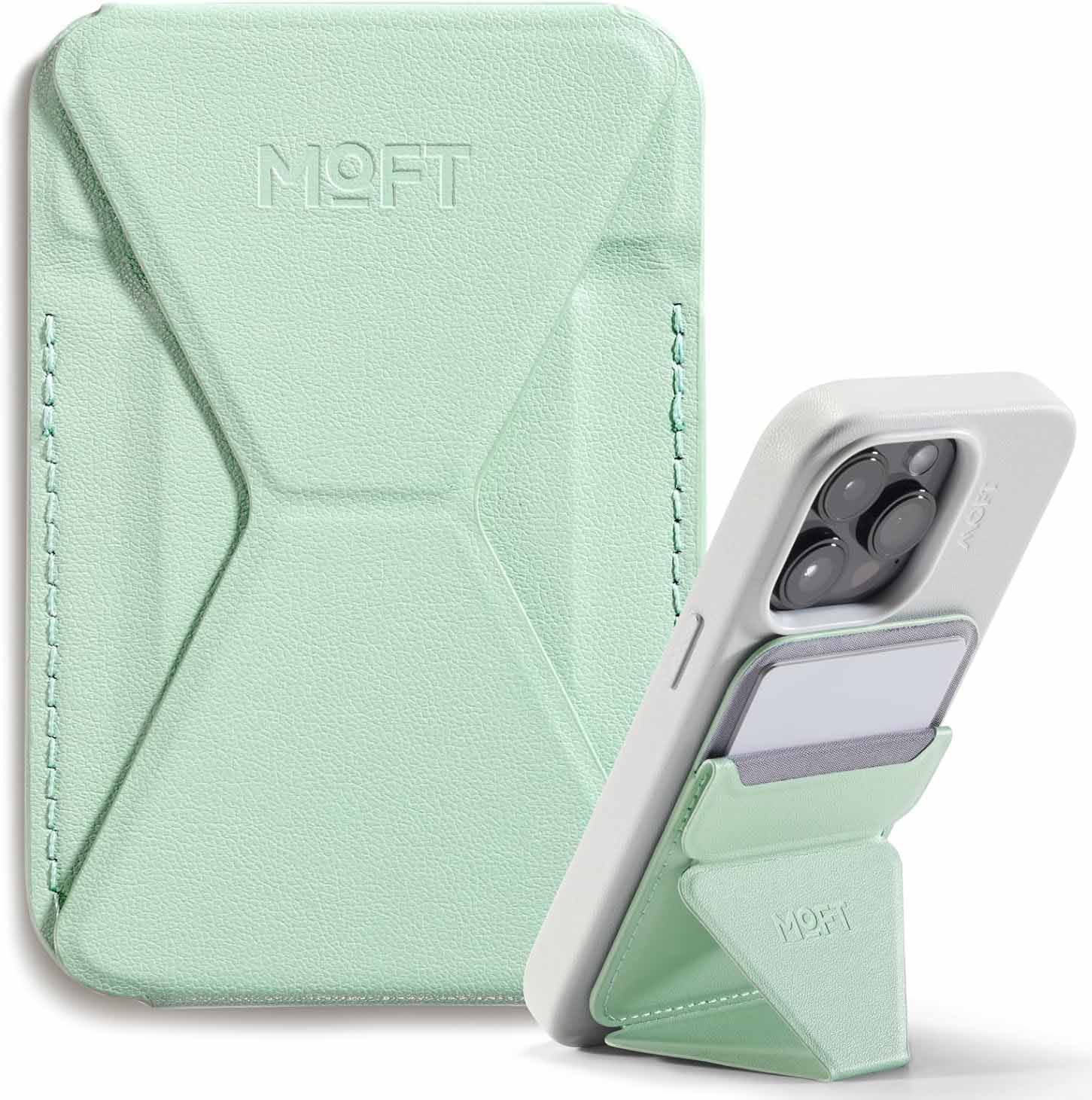 MOFT Phone Magnetic Stand / Built-in Wallet / Supports MagSafe / Peppermint