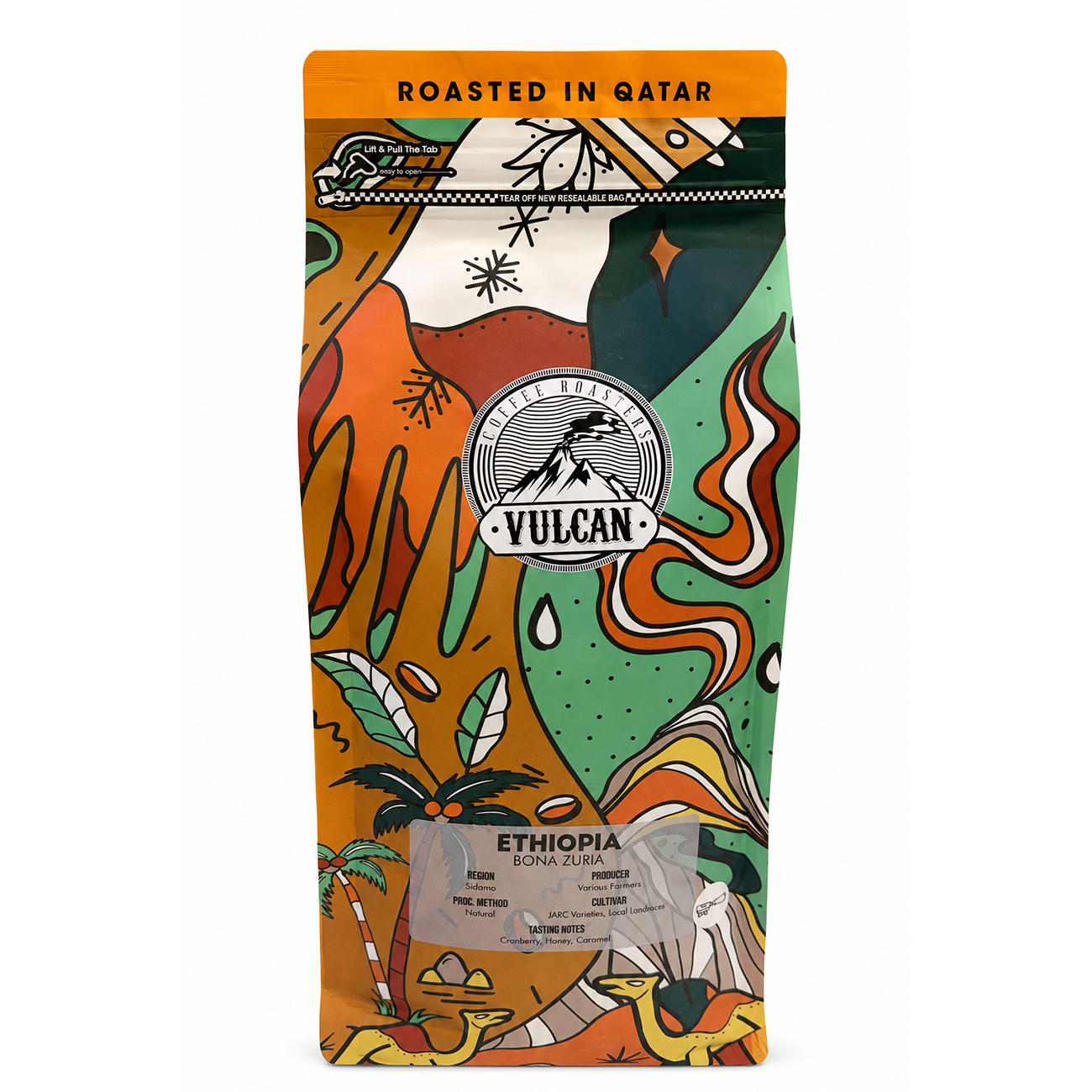 Vulcan Roastery Ethiopian Bona Zuria Coffee Beans / Specially Made For Espresso / 1Kg
