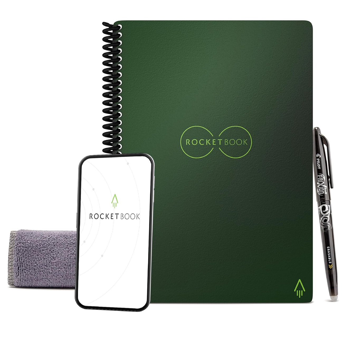Rocketbook Core Smart Notebook / Reusable / Includes Pen / Size 8.8 x 6 inches / Terresterial Green