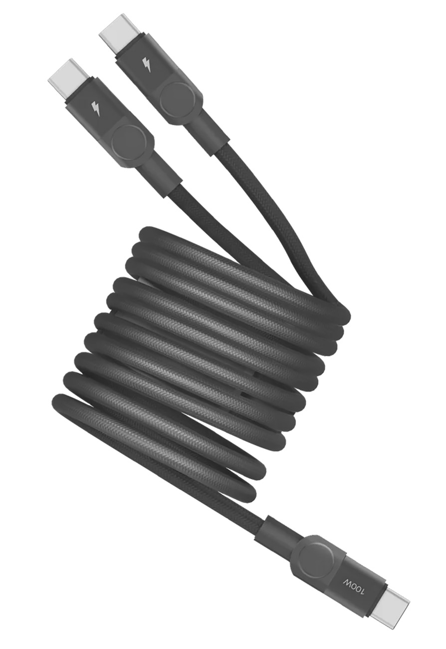 واير Mag.Link المغناطيسي من Momax / نوع تايب سي الى مدخلين تايب سي / قوة 100 واط / طول 2 متر / اسود