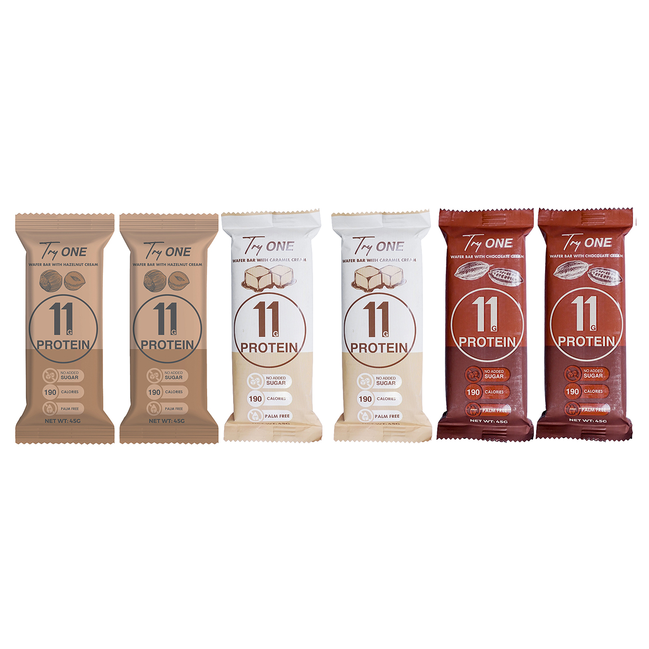 Try One Protein Wafer / Caramel + Chocolate + Hazelnut Cream Flavor