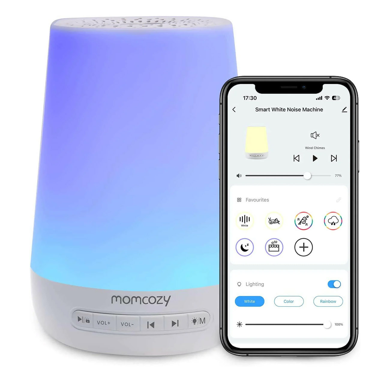 Momcozy Smart Speaker for Kids / LED Light / Battery Operated / Soothing Sounds / App Control