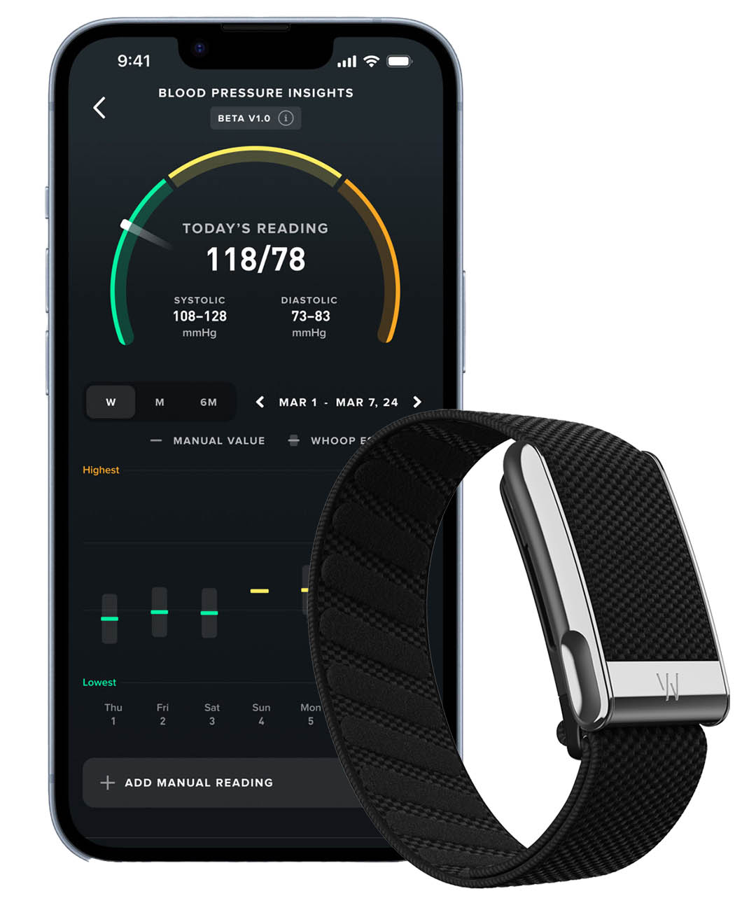 WHOOP 5 MG Life Smart Fitness Band / Tracks Health & Activity / With 1-Year Membership