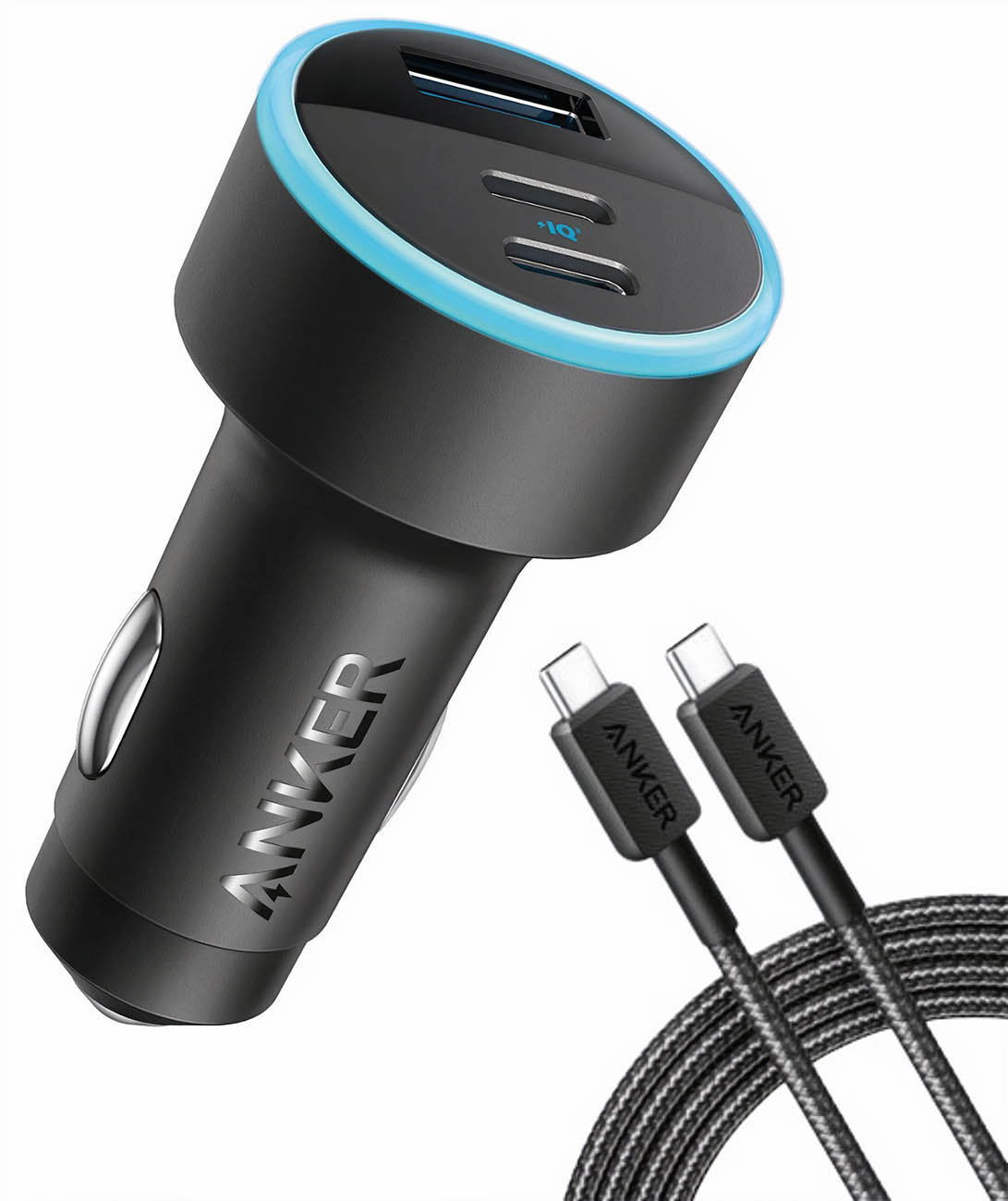 Anker New PowerDrive 335 Car Charger / With Type-C Cable / 67W / Charges 3 Devices / Black